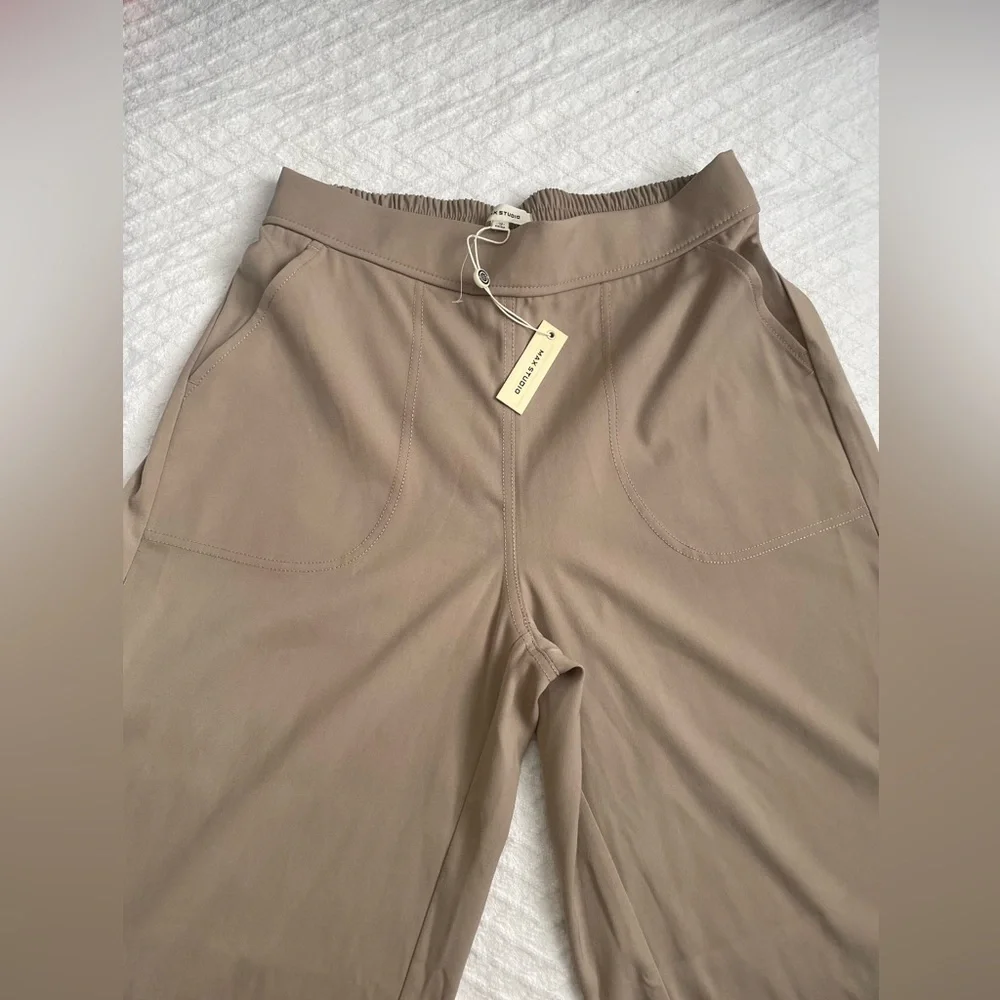 Women’s wide leg tan pants- polyester and cotton dress up or dress down! - Picture 2 of 3